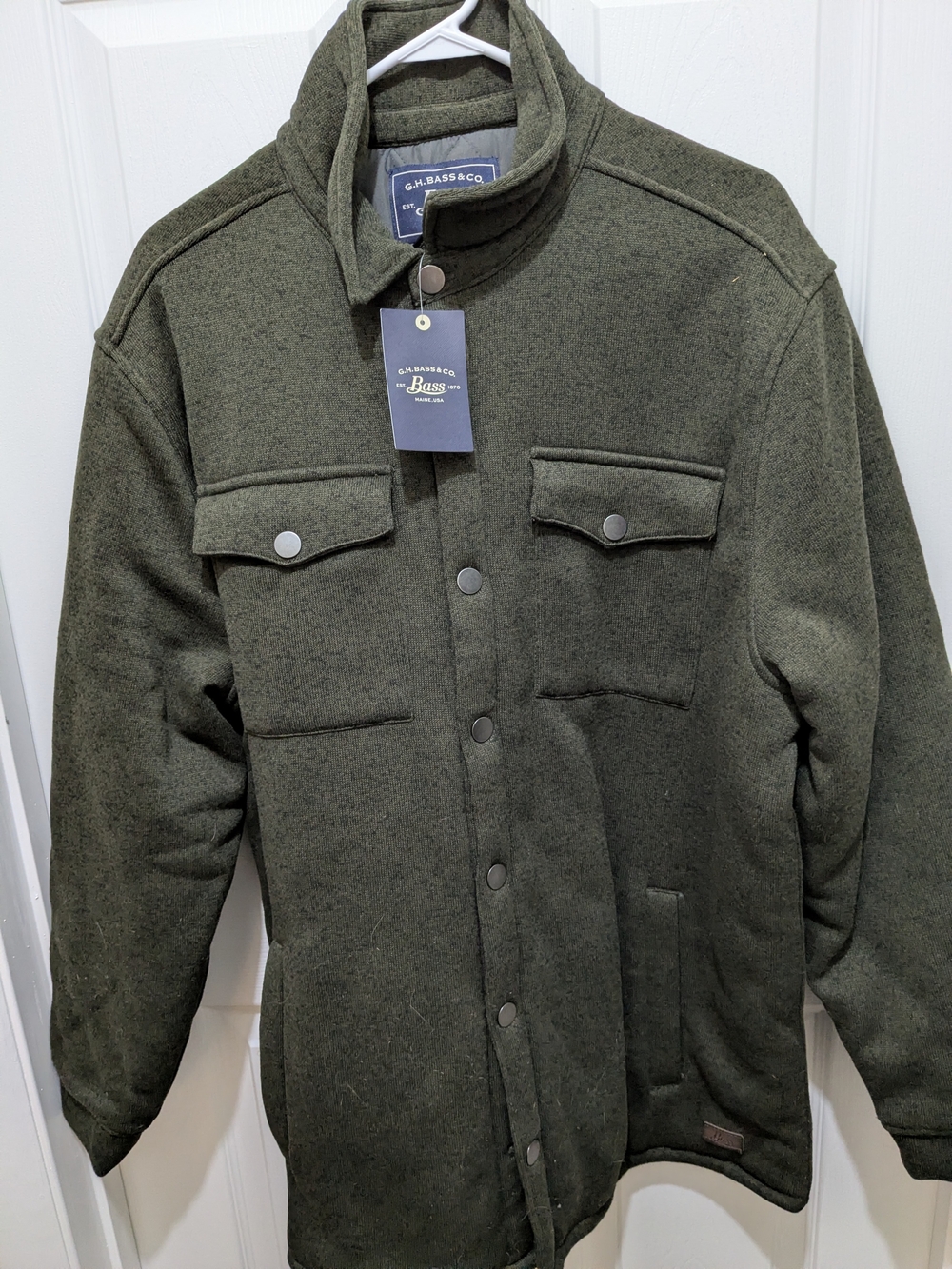 Bass Olive Wool-Blend Military Green Pea Coat